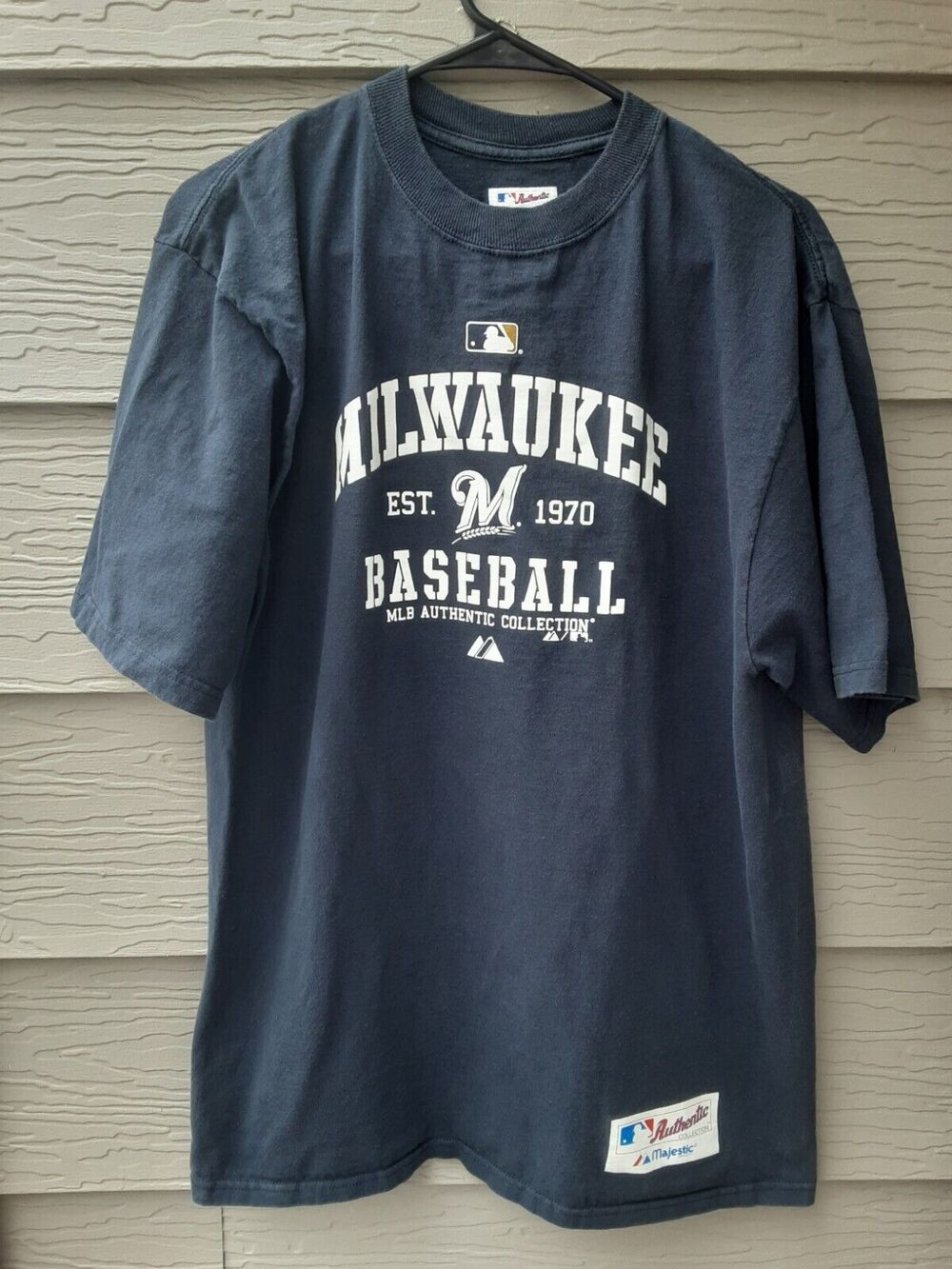 Milwaukee Baseball M Medium Blue Majestic T Shirt